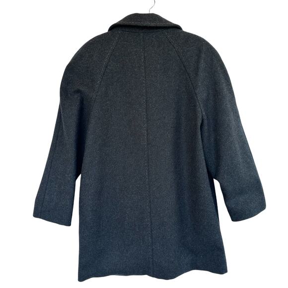 VTG 100% Wool Charcoal Gray Overcoat Womens SZ L Heavy Lined Winter Long Coat - Picture 2 of 10